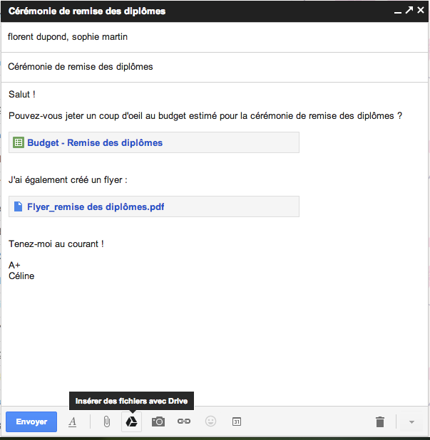Google Drive meilleure intégration avec le nouveau Gmail, la taille maximale des pièces